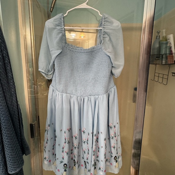 BNWT-Disney Mulan (& Little Brother) Light Blue Embroidered Mini Dress - Picture 5 of 12